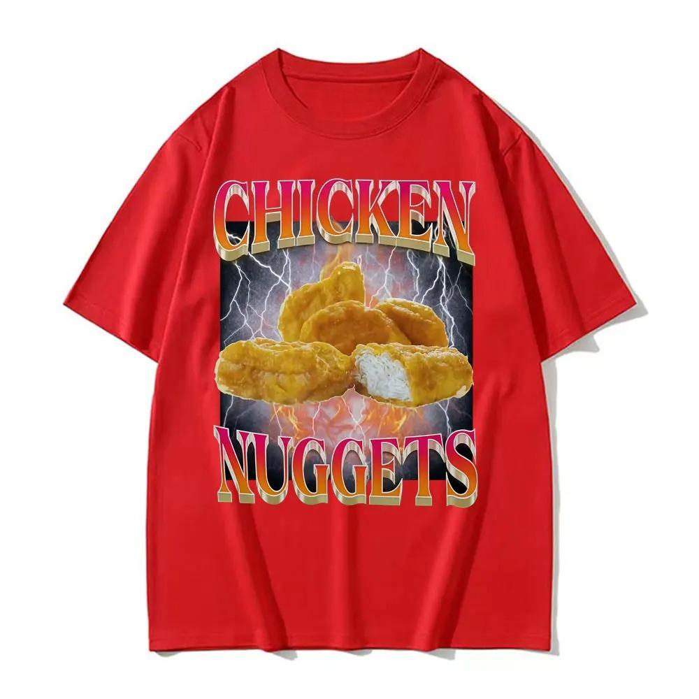 Funny Chicken Nuggets Printed Vintage Style Meme Graphic T-shirt Women Hip Hop Gothic TShirt Comfort Casual Women Clothing