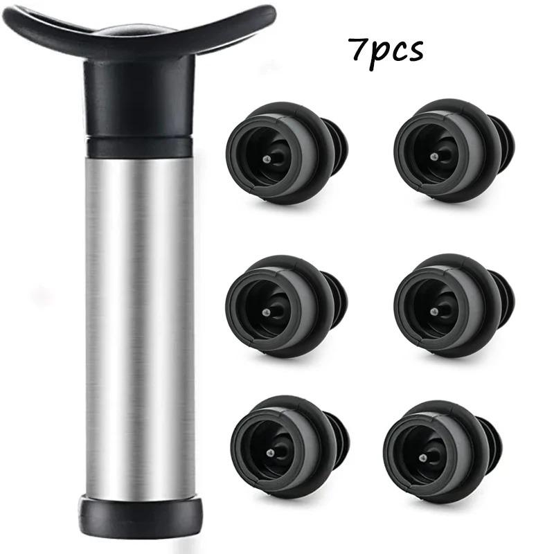 Vinstopp med Vakuumvinpump Vinförvarare Luftare Gummi Svart Förslutningsproppar Förvarare Dryckesflaska Silikonkorkar