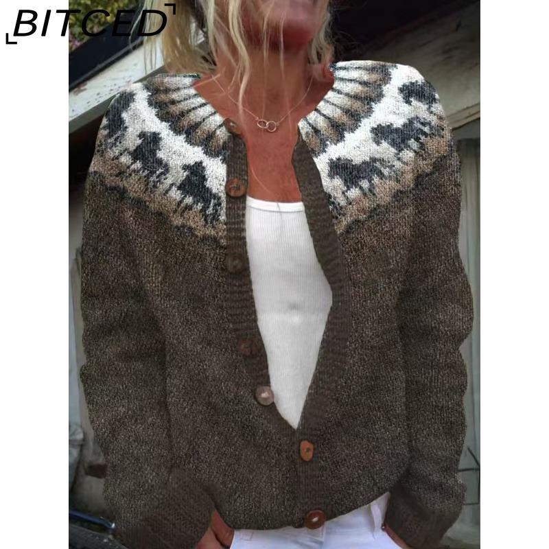 BITCED Women's Cardigan Sweater - Color-Blocked Oversized Knit Top