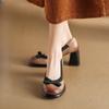 Late Evening Breeze Bow Square Head Light Mouth High Heels Spring Temperament Thick Heel Polished Retro Single Shoes