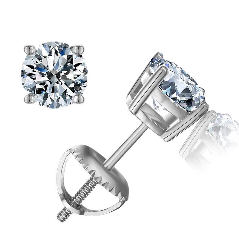 

Серьги-пусеты из сертифицированного GRA стерлингового серебра 925 пробы с муассанитами на четырех крапанах с винтовым замком - Простой европейский и американский стиль 0.1ct Lantern Screwback Earrings