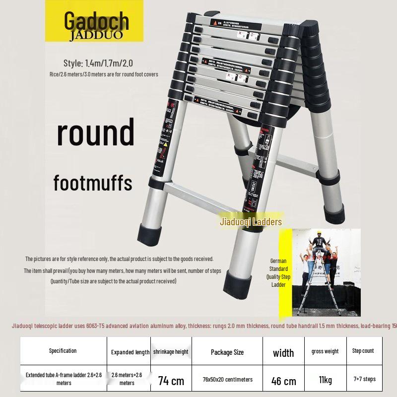 Portable Aluminum A-Frame Telescopic Ladder - Multi-Purpose, Folding, Single-Sided for Household or Engineering Use