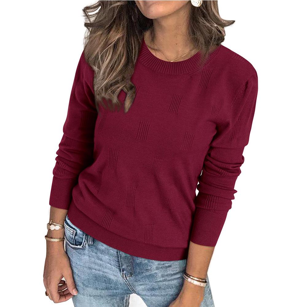 2025 Autumn and Winter New Solid Color Round Neck Pullover Knitted Base Shirt Long Sleeve Versatile Elegant Casual Sweater