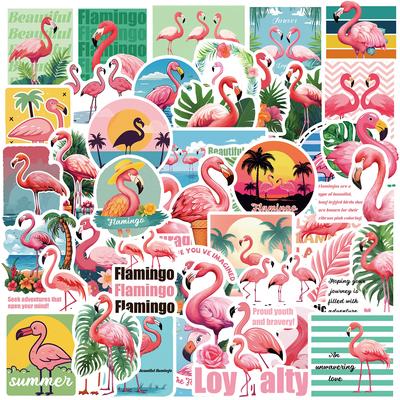 50 Cartoon Flamingo Doodle Stickers Decorate Guitar Notebook Suitcase DIY Waterproof