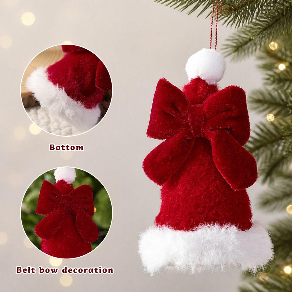 Handmade Mini Velvet Tree Tower Pendant Creative Christmas Bows Hanging Ornament  Party Supplies