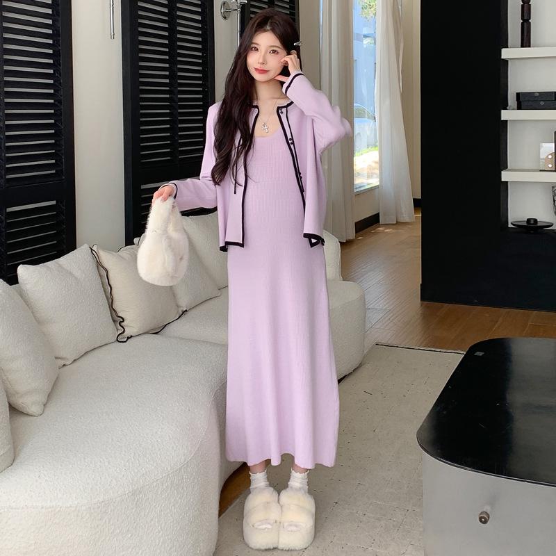 Korean Style Plus Size Maternity Sweater Set - Internet Celebrity Winter Wear XL