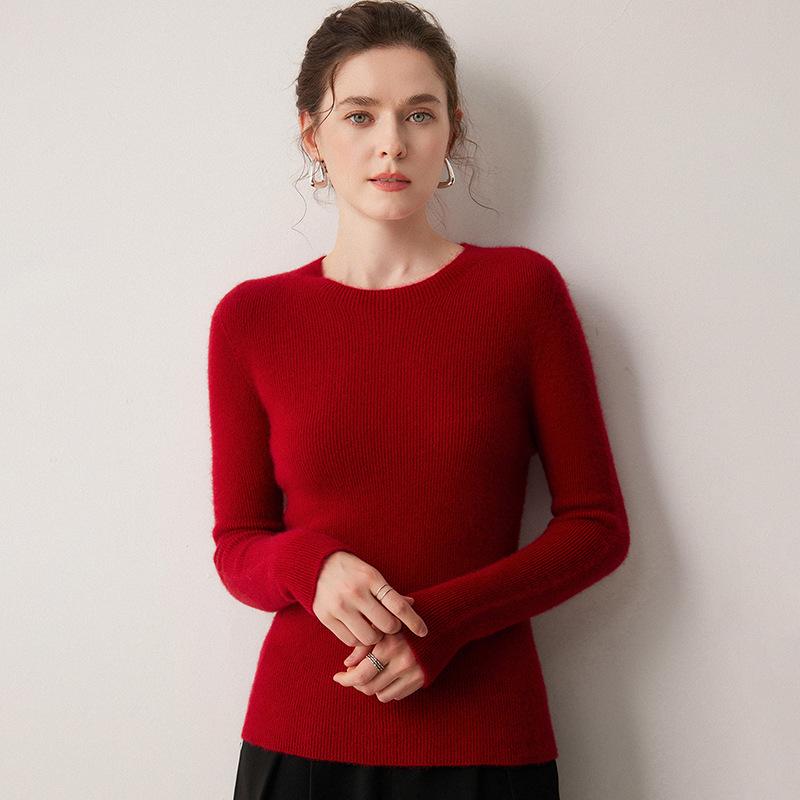 Women's Striped 100% Cashmere Round Neck Sweater - Autumn/Winter Collection