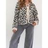New In Leopard Print Round Neck Lace-up Knitted Cardigan Women Autumn Winter Trendy Streetwear Sweater Coats