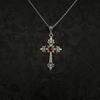 Gothic Victoria Red Crystal Cross Pendant Necklace for Men Women Personality Punk Hallowmas Party Vampire Jewelry Accessories