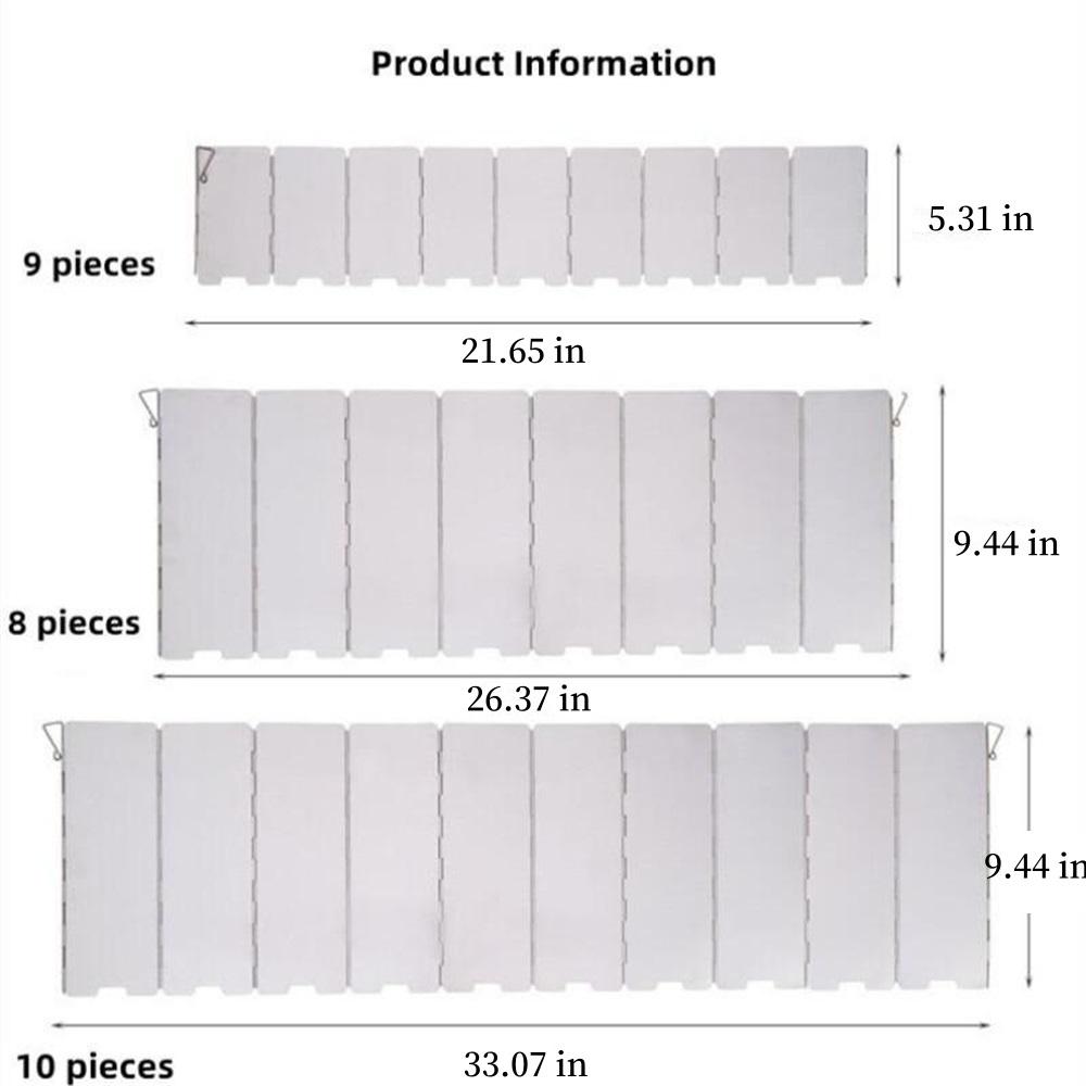 10 Plates Aluminum Stove Windscreen – Foldable Camping Windshield With Drawstring Bag, Portable Butane Stove Wind Blocker For Outdoor Cooking