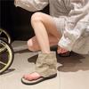 Canvas Flip-flops Pants Boots Women's Sandals Short Boots 2025 Summer New Flat Open-toed Hollow Cool Boots