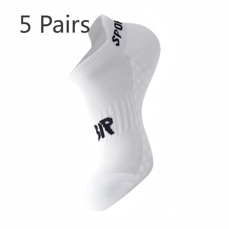 5 Pairs of Female Autumn and Winter Towel Bottom Deodorant Sweat Absorbing Running Boat Socks