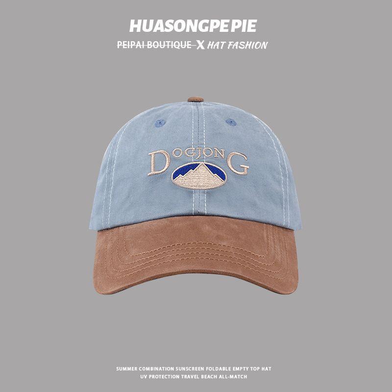 

K-style Color Matching Adult Baseball Cap Female Letter Embroider Face Slimming Casual Sun Hat Spring and Summer All-Match Peaked Cap Male C3605 Blue M(56-58cm)