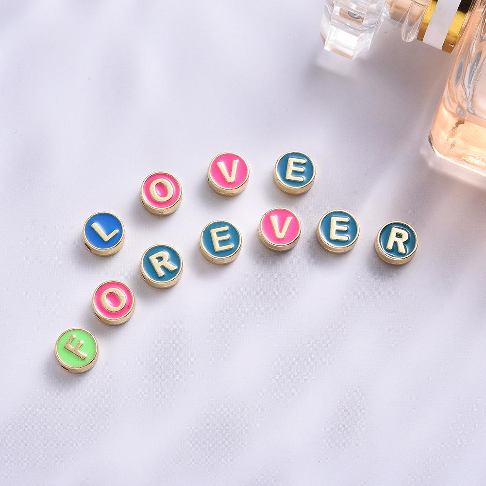 Colorful Drip Oil Alloy Alphabet Beads for DIY Bracelets and Jewelry Making