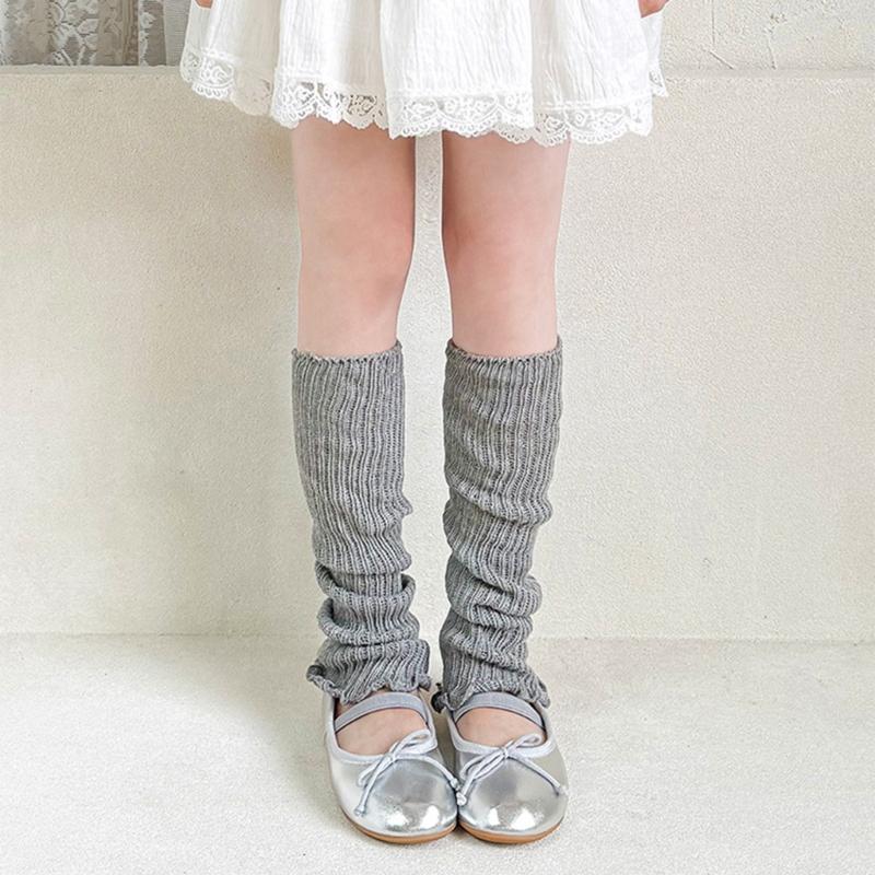 Children's Lightweight Socks Cover Leg Warmer with Ruffled Edges Macaron Color for Girls Spring Summer Wear