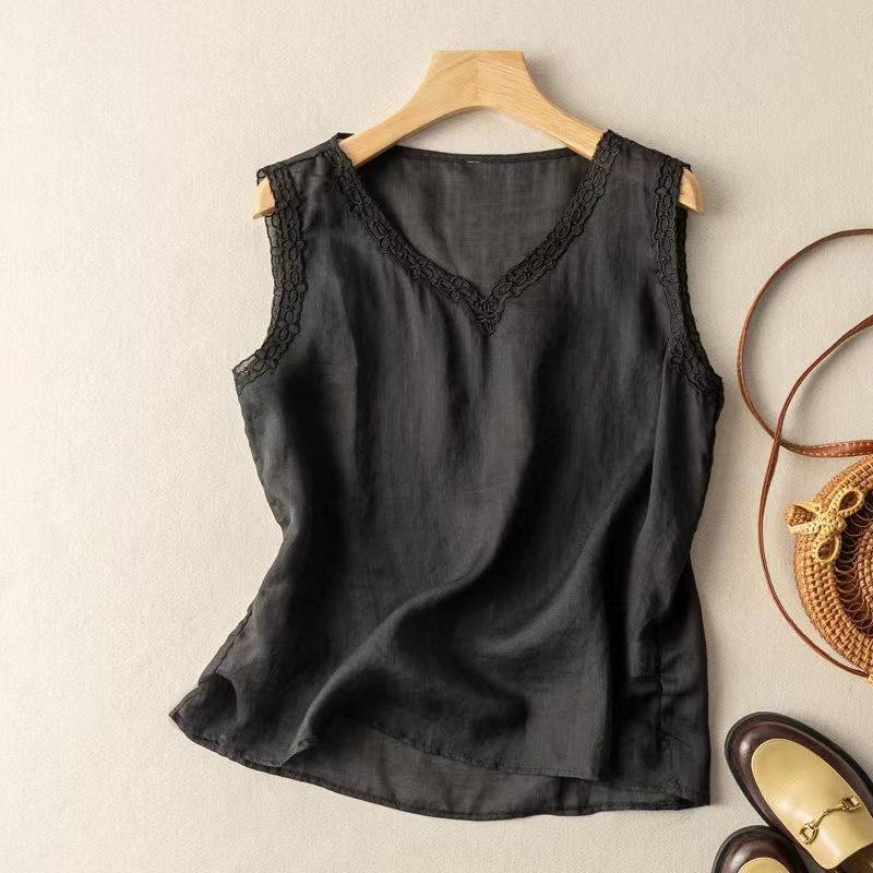 

2025 Urban Style Women s Embroidered Single Strap Vest - High Elasticity & Extended Length 3XL чёрный