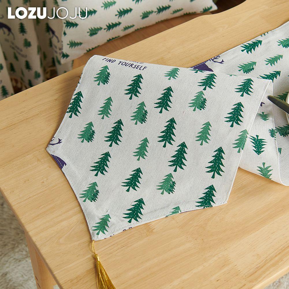 1PC Hot Selling Versatile Christmas Elk Pattern Cotton and Linen Printed Tassel Table Runner Dinner Table Decorative for Home Table LOZUJOJU