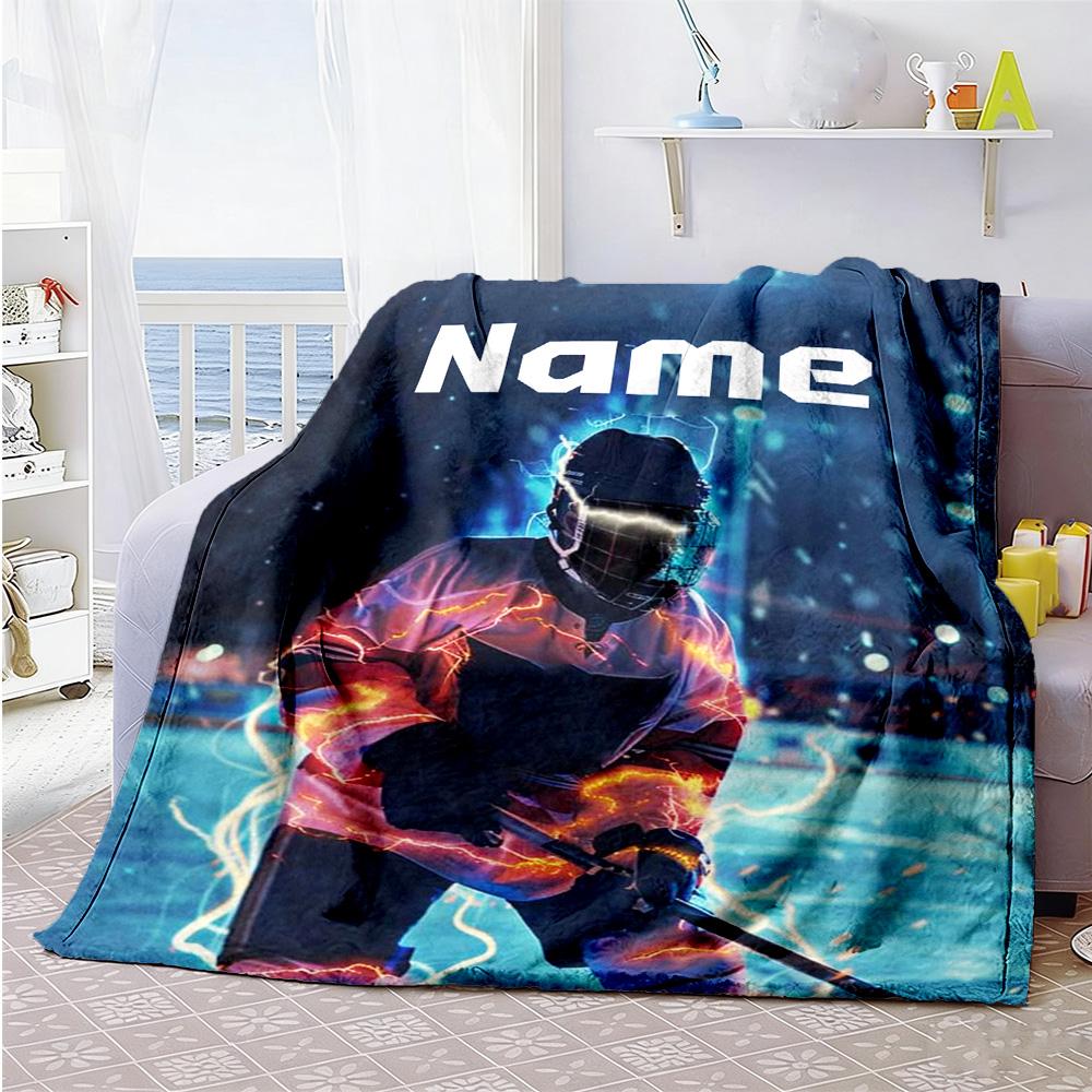 Hockey99 Customize Text Blanket Multi-purpose Customizable Blanket Comfortable Great for Nap Home Decor Couch Office Chair Ideal for All Seasons