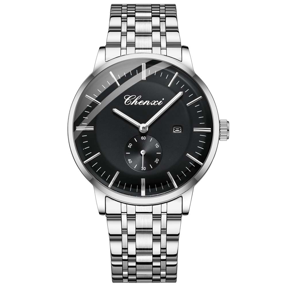 CHENXI Fashionable Men's Business Quartz Watch Stainless Steel Band Calendar Water-Resistant Men's Wristwatch Reloj Hombre