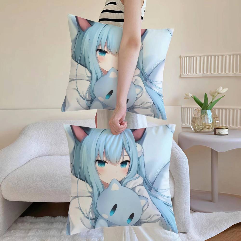 

Аниме N-Nachoneko Наволочка Наволочка против пылевых клещей Шелковистая наволочка на диван с невидимой молнией 12x12Inch