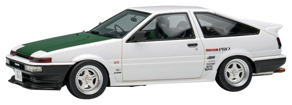 Make Up EIDOLON Toyota Sprinter Trueno AE86 3 Door TK-Street Ver. White Carbon Green Hood 1/43 Finished Model EM718
