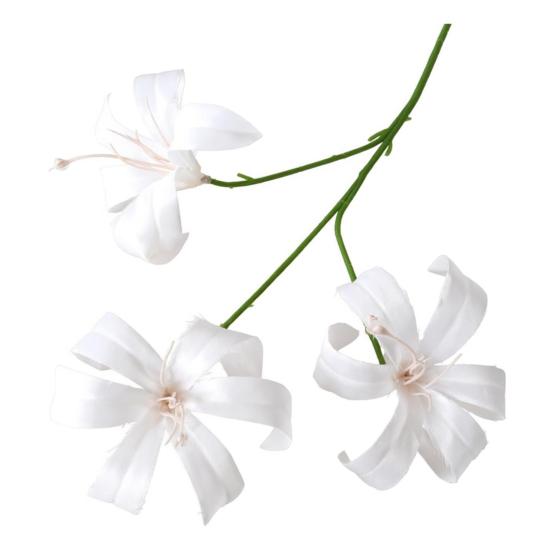 Artificial Lily Flowers 3 Heads Blooms Long Stem Lily Flower Branch Real Touch Fake Flower Bouquet for Home Hotel Wedding Party Table Centerpiece