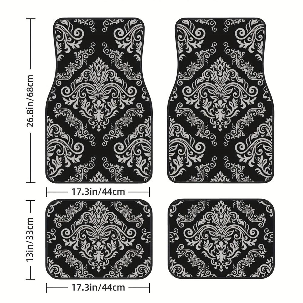 4 Pcs Car Floor Mats Bohemian Pattern European Ethnic Auto Rubber Carpet Universal Interior Accessories for Front and Rear Seats