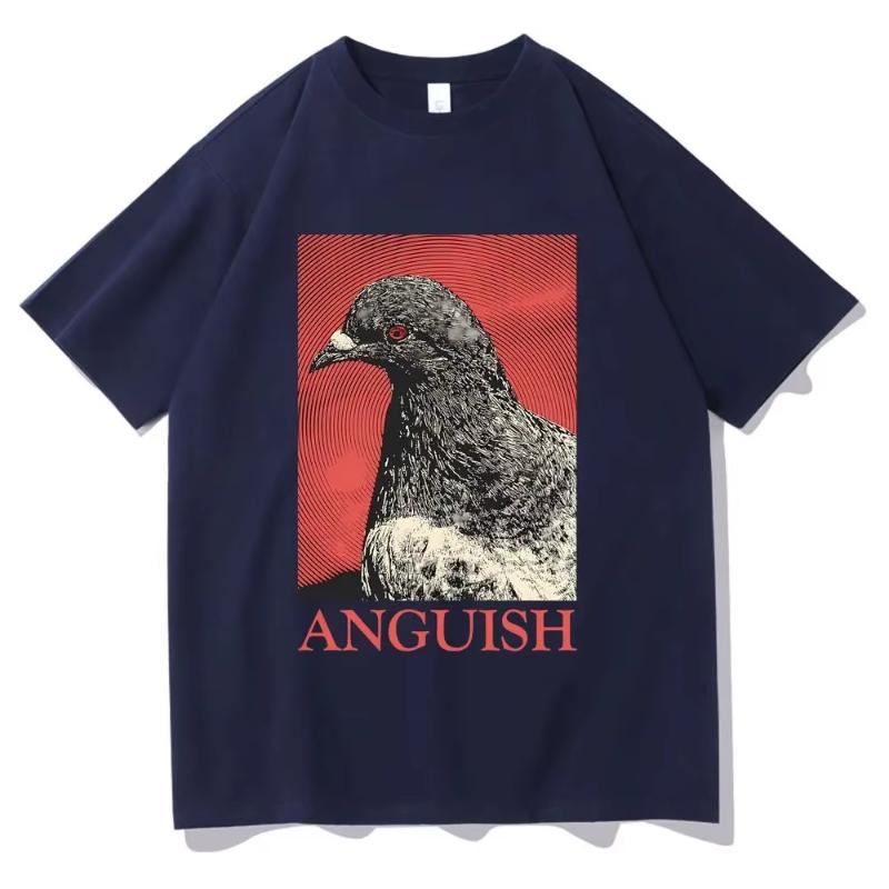 Anguish Tshirt Cute Funny Meme Pigeon Print T Shirts Summer Men Women Casual Oversized Short Sleeve Tshirt Male Vintage Tees