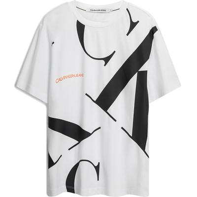 Calvin Klein Letter Print Cotton Breathable Short Sleeve T-Shirt Unisex T-Shirts White J317893YAF