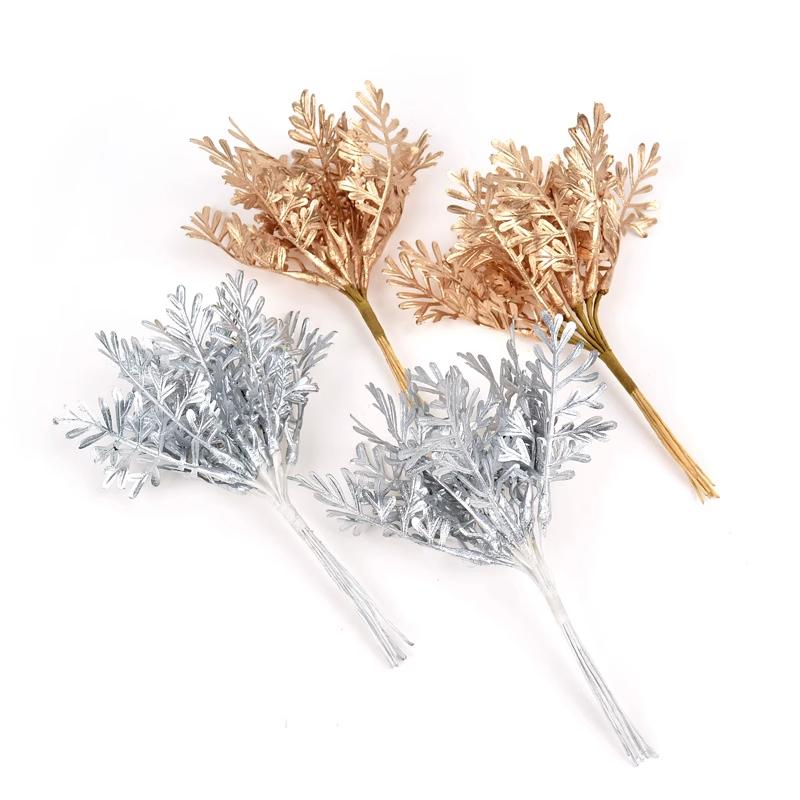 1Pcs Gold Silver Artificial Pinecone Bouquet Christmas Decorations Fake Plant for Home Decor Garland Gifts Ornament Accessories