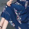 Abito Estivo da Donna con Stampa Floreale Boho Manica Corta Girocollo Abito Midi Vita con Coulisse Fluido A-Line Abito da Spiaggia