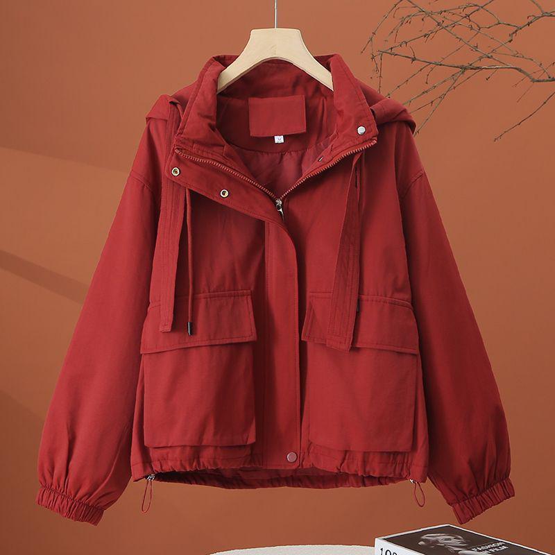 Damen Koreanischer Stil Locker Kapuzen Baseballjacke für Frühling und Herbst 2025