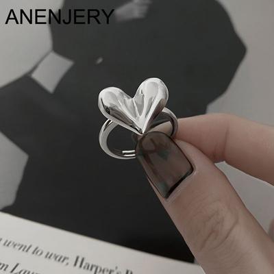 Silver Color Love Heart Rings for Women Wedding Engagement Ring Trendy Simple Jewelry Accessories