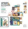 Playing House Children'S Light Music 93Cm Steam Outlet Water Spray Kitchen Cooking Utensils Table Set Toys