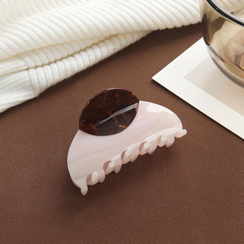 1pc South Korean new high-quality splicing clip, medium shark clip, wood grain French hair clip, light luxury hair accessory