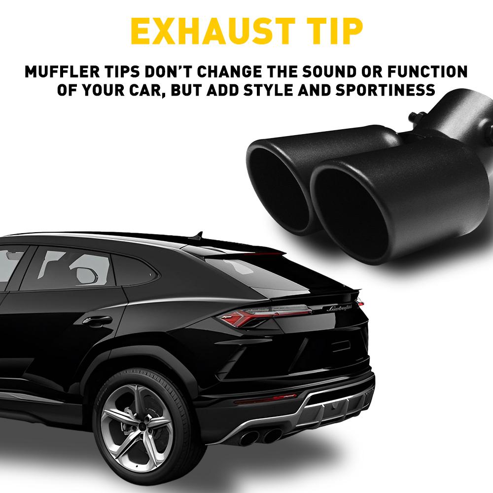 Universal Car Exhaust Trim Muffler Pipe Tail Fit For 1.5-2.4inch outlet tailpipe Stainless Steel Curved Double Outlet Tail Pipe