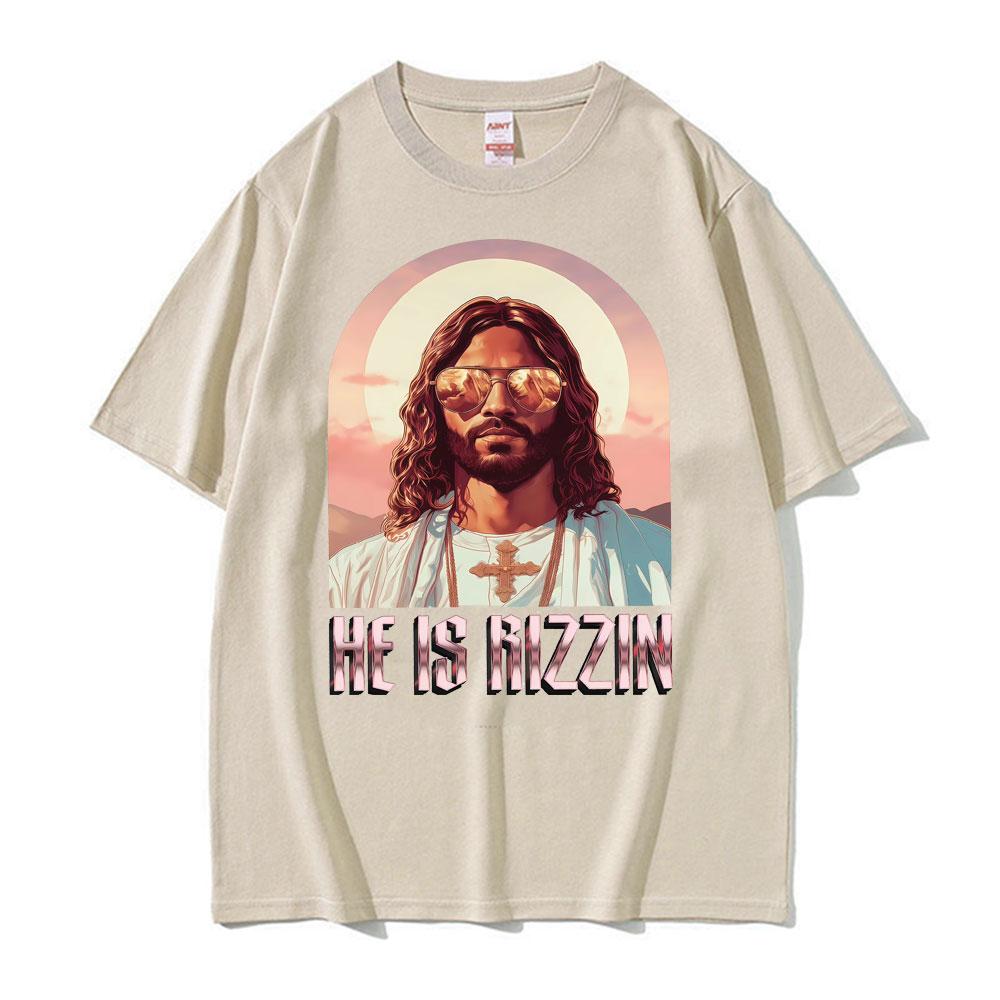 He Ls Rizzin Ježíš Rap Velikonoční Ježíš Tričko Pánské Oblečení Hip Hop Humor Styl Tričko Topy Unisex Pohodlí 100% Bavlna Trička