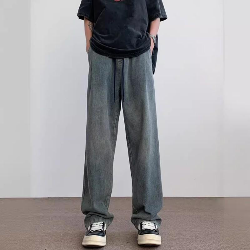 Mens Oversize Straight Leg Jeans Teen Streetwear Vintage Casual Denim Pants