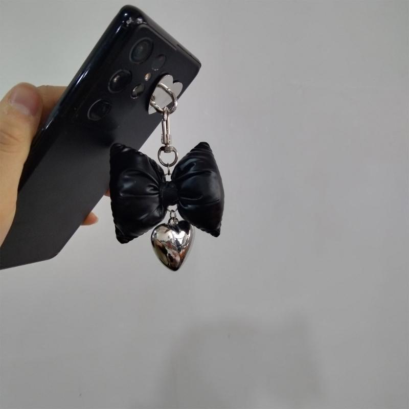 Bowknot Heart Cellphone Strap Colorful Phone Charm Detachable Bow Knots Phone Lanyard Handmade Pendant for Wallet Bag