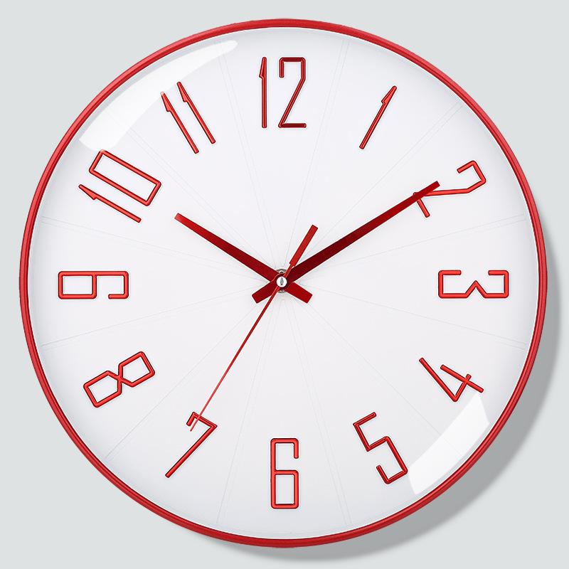 12 Inch 30CM Silent Wall Clock, Creative and Fashionable, Three-dimensional Digital Minimalist Clock for Home Living Room