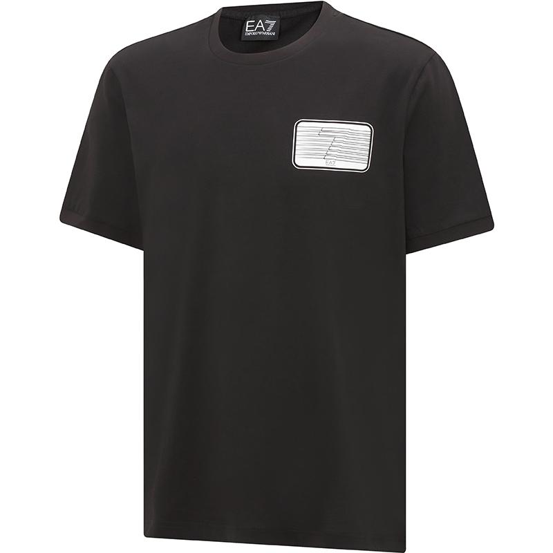 Emporio Armani SS23 EA7 Series Digital Print Crew Neck Short Sleeve T-Shirt Men Tops Black 3RPT51-PJ02Z-1200