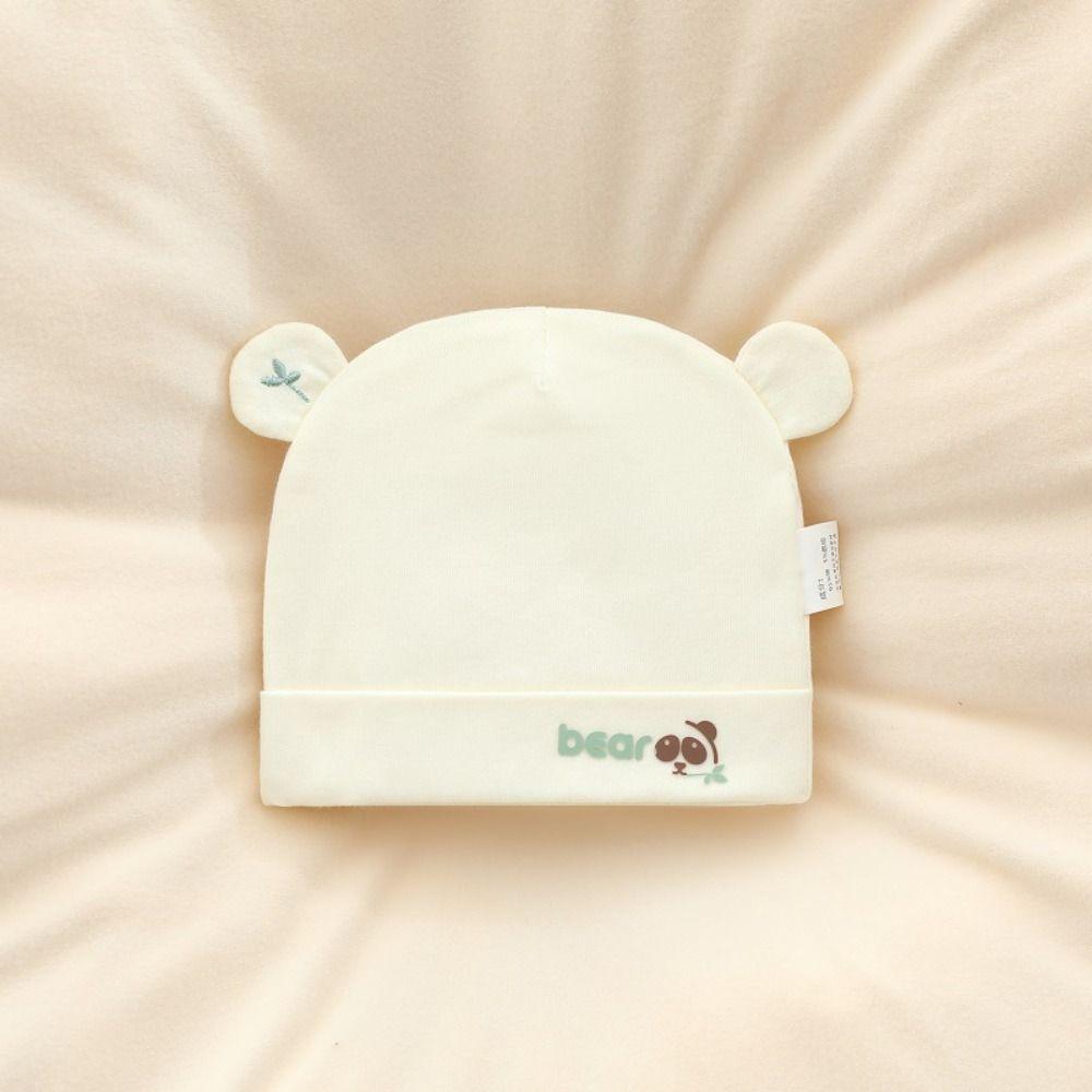 Print Boneless Muslin Hats Cartoon Bear Newborn Hats Warm Infants Beanie Cap Toddler