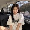 Summer Pure Cotton American Retro Short-sleeved T-shirt Women's New Cartoon Design Sense Niche Trendy Brand Half-sleeved Top