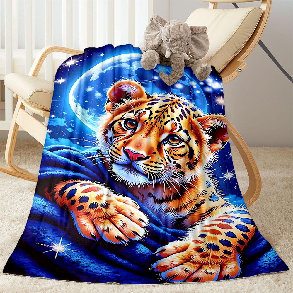 1pc Cute Elephant On Moon Blanket Soft Comfortable Lightweight Perfect for Travel Camping Picnics Sofa Office Bed Living Room Ideal Gift for Friends