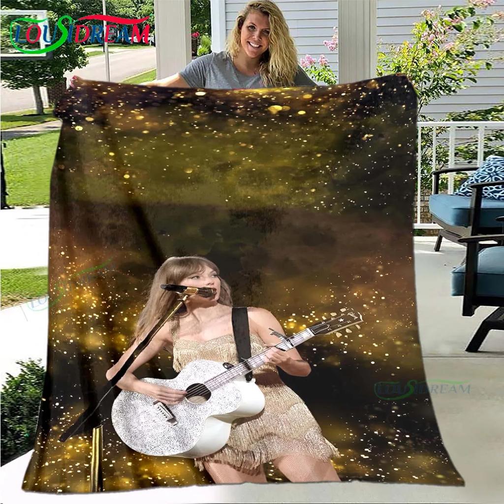 Hot Pop Female Diva Singer Pattern Blanket Flannel Thin Blanket Portable Home Travel Office Lunch Break Blanket Birthday Gift