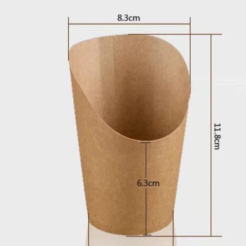 25/50/100pcs 14oz Disposable Egg Cup French Fries Holder Kraft Paper French Fry Cup Snack Dessert Potato Chip Box Party Supplies