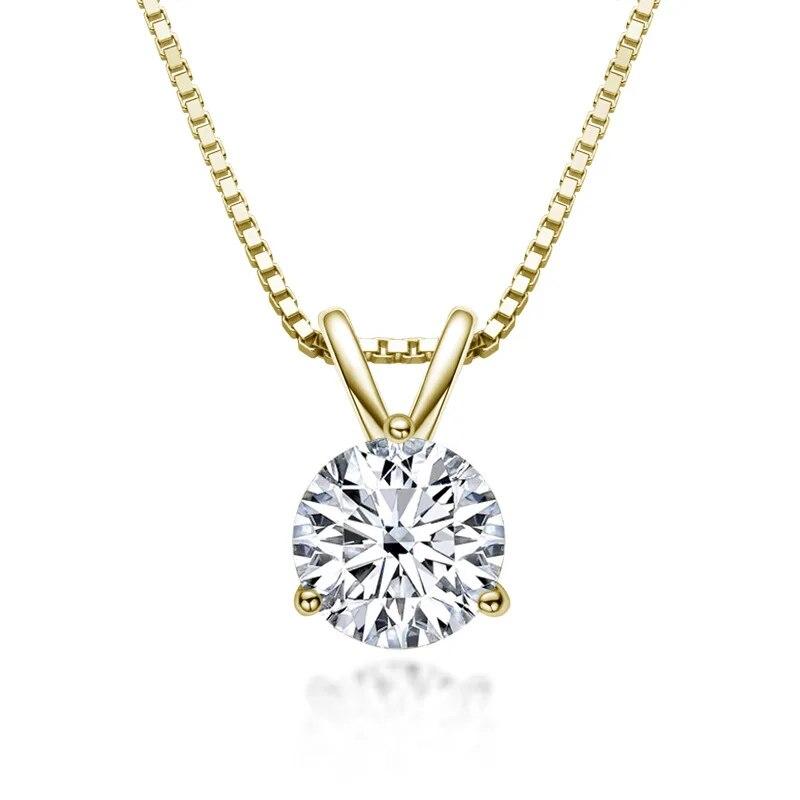 New 1ct  Three Claws Moissanite Pendant Neclace for Women Solid S925 Sterling Silver Moissanite Diamond Chain Wholesale