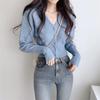 Women's Knitted Cardigan Autumn and Winter New Item Solid Color Slim Fit Short Sweater Cardigan