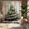 Elegant Christmas Tree Shower Curtain Bathroom Decor Holiday Festive Xmas Shower Curtain Waterproof Curtain