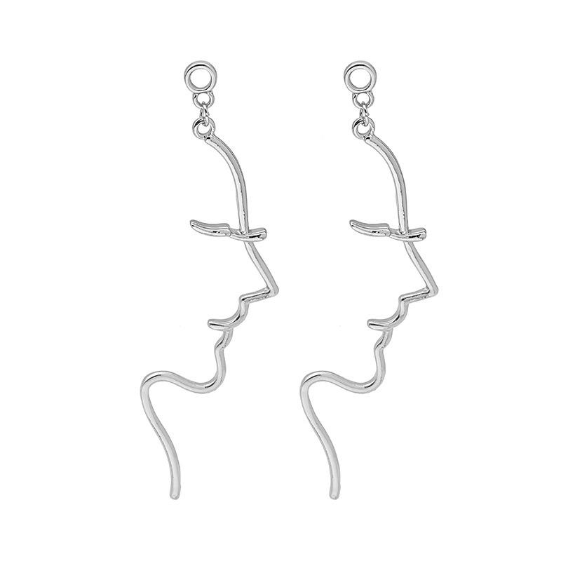Individual Cold Wind Abstract Face Line Earrings, Light Luxury And Exquisite Design